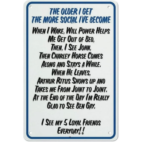 Metal Wall Decor Tin Hanging Picture Over The Hill Gift 40th 50th Funny Birthday Gifts Gag Gift The Older I Get Funny Metal Sign Metal Sign Birthday Sign Vingate,812 inch