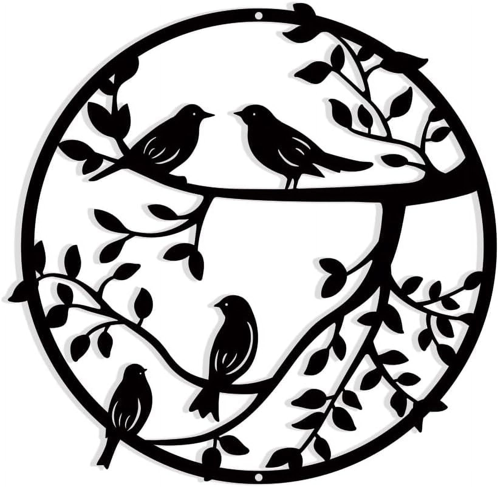 Metal Wall Decor Tree with Birds on Branch Art Decoration Black Wrought ...