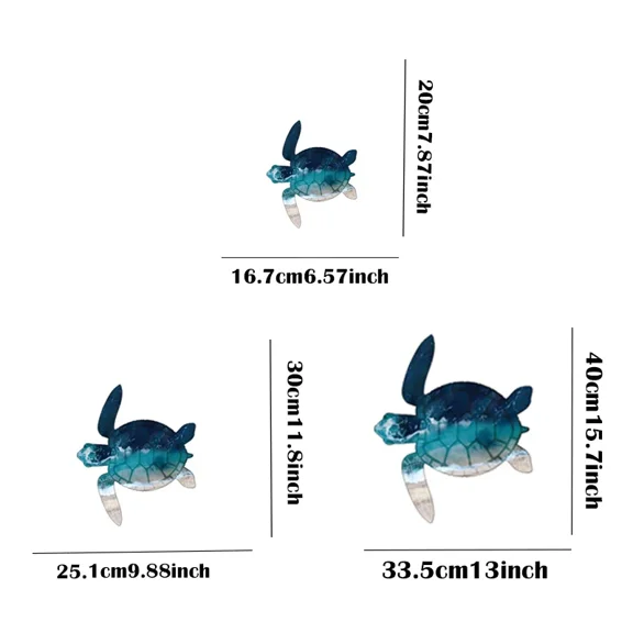 Metal Wall Decoration Sea Turtle Decorative Ocean Art Children's Room Wall Art Beach Home Decoration Beach Ocean Series Art