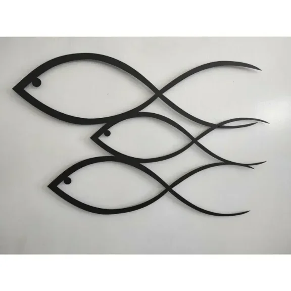 Metal Wall Hangings, Metal Fish Family Wall Art Metal Wall Decor, Home Decoration Wall Sticker Iron Art Silhouette