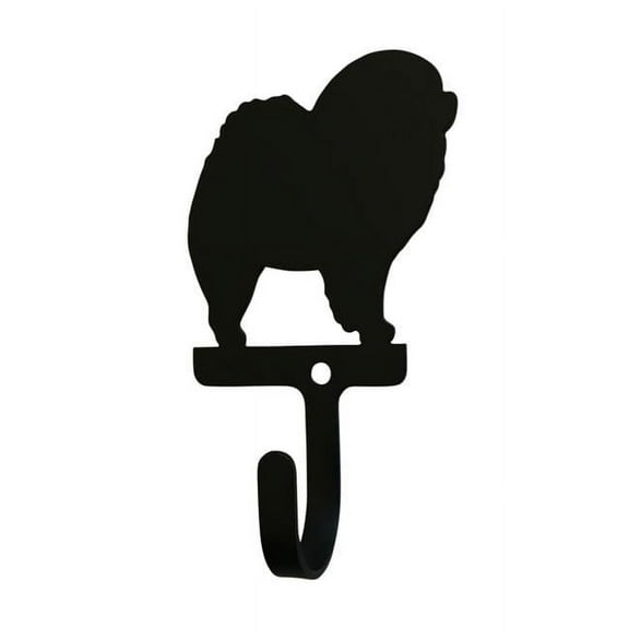 Metal Wall Hook with Chow Chow Dog Accent, Small, Black