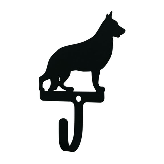 Metal Wall Hook with German Shepherd Accent, Small, Black