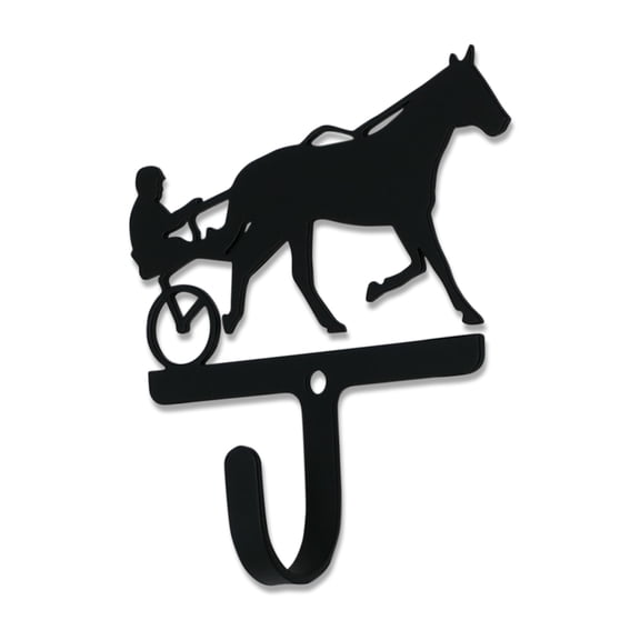 Metal Wall Hook with Harness Racing Accent, Small, Black