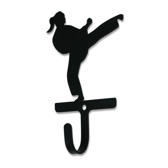 Village Wrought Iron WH-376-S Karate Woman & Girl Wall Hook - Small