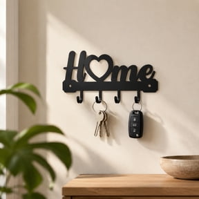 Metal Wall Hooks Key Holder Organizer Entryway Wall Mounted Rack Decorative Storage Hook Holder Home Decor Farmhouse Style Entry Hall Living Room Kitchen Wall Storage Rack