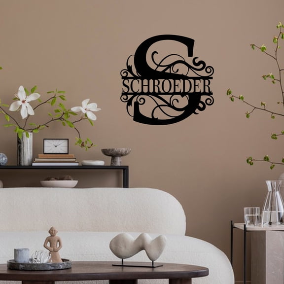 Metal Wall Letter Sign Decor | Black Iron Monogram Art, Custom Surname Initial, 25x25cm Durable Powder Coated, Indoor Outdoor Home Accent, Easy Install Gift