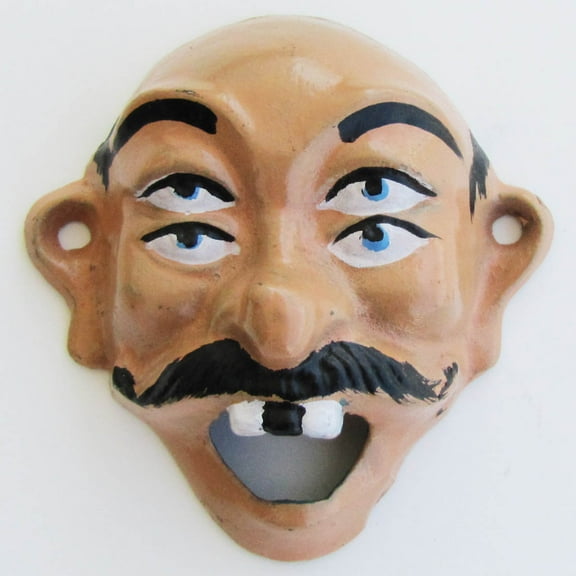 Metal Wall Mount 4 Eye Man Face Beer/Soda/Pop Top Bottle Opener Bar/Pub Decor