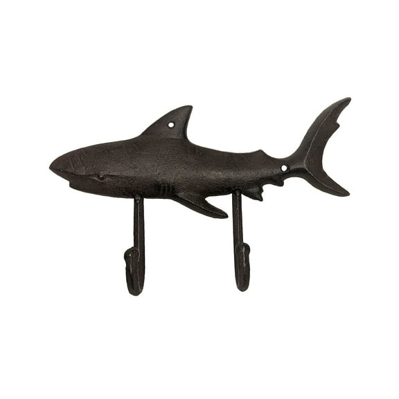 Metal Wall Mount Double Shark Hooks Key Ring Coat Rack Bathroom Towel Hook Beach House Home Decor