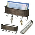 thumbnail image 1 of Metal Wall Mount Key and Mail Holder with 5 Hooks, Home Mail Organizer and Key Rack, Easy to Organize Letters,Magazines, Keys, Bronze, 1 of 6