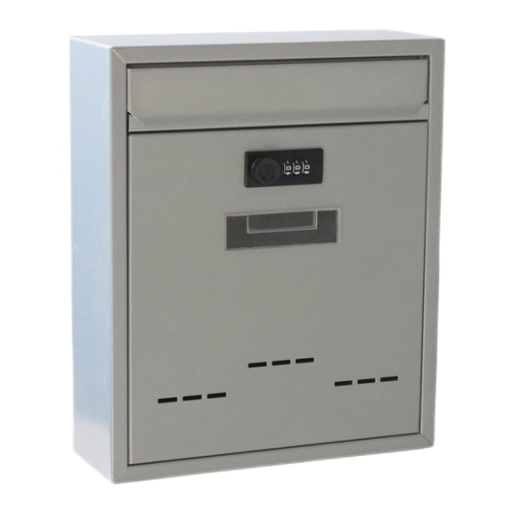 Metal Wall Mount Mailbox W/Code Lock Letterbox Rainproof Drop Box Large Capacity Iron Retro Style Mail Box for Townhouse Office , Grey Password, 26cmx9cmx31cm