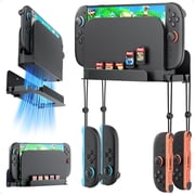 Metal Wall Mount for Nintendo Switch 2 Console 2025, Switch 2 Organizer Shelf Base Kit Behind TV, Switch 2 Accessories with 5 Card Slots and 4 Joy-con Hanger, Carbon Black