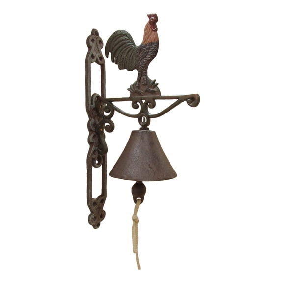 Metal Wall Mount Rooster Welcome Bell Rustic Farm/Yard/Garden/Patio Door Decor