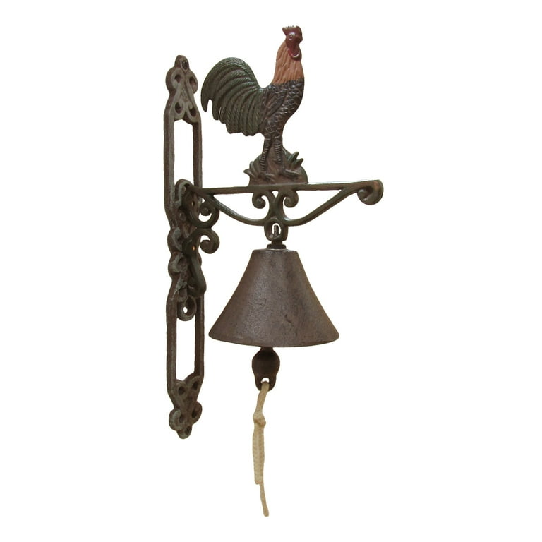 Metal Wall Mount Painted Rustic Rooster Welcome Bell Metal Wall Mount Painted Rustic Rooster Welcome Bell