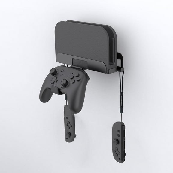 Metal Wall Mount for Nintendo Switch 2 Console, Switch 2 Organizer Shelf Base Kit Behind TV, Switch 2 Accessories with 2 Joy-con Hanger, Carbon Black