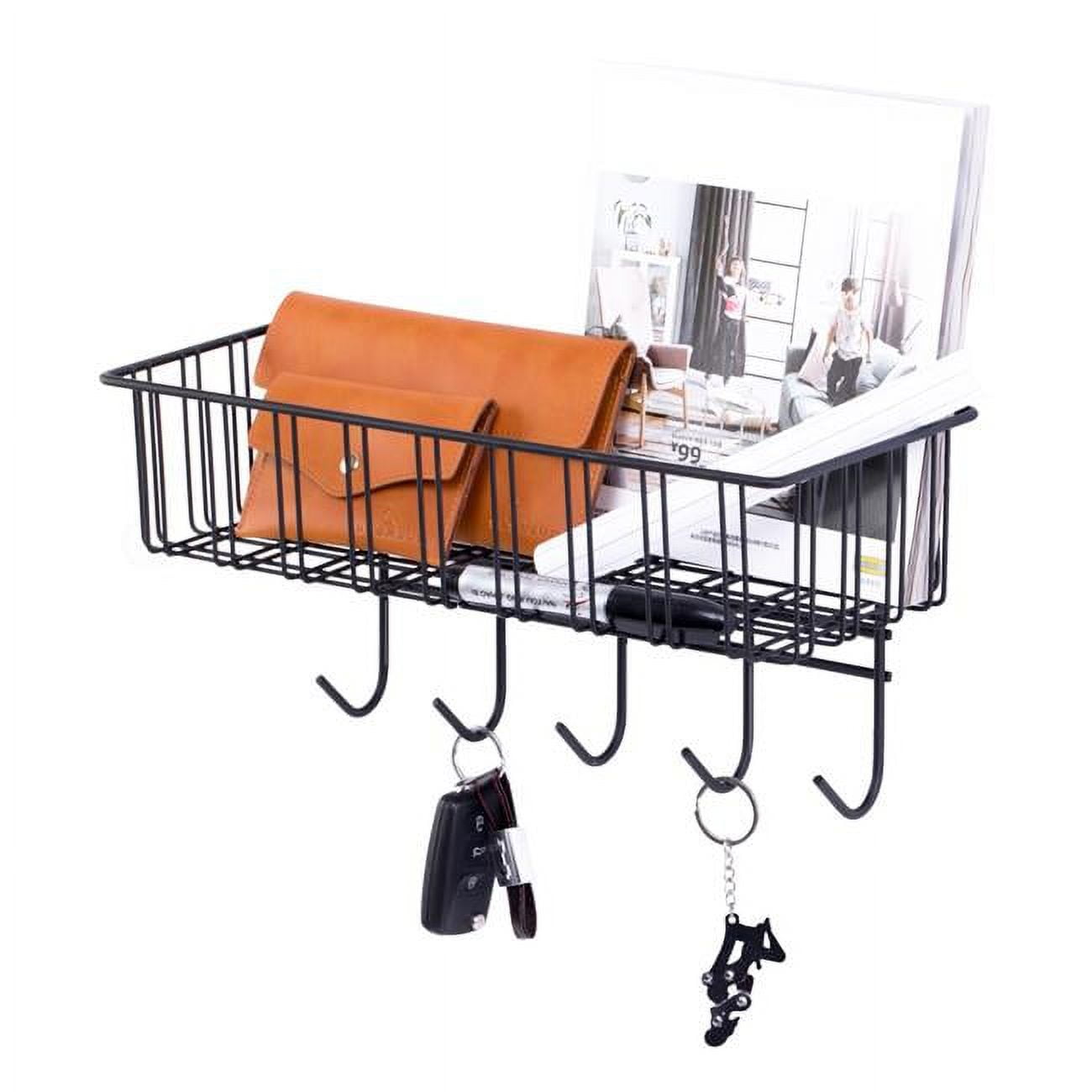 Metal Wall Mounted Entryway Organizer Rack With Hooks