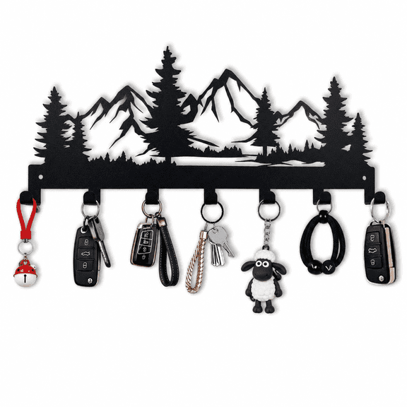 Metal Wall Mounted Key Holder with 7 Sturdy Hooks, Decor Key Organizer Rack, Multi-Purpose Key Hanger for Entryway Hallway Kitchen Bedroom Doorway Camper Decor