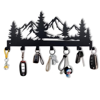 Metal Wall Mounted Key Holder with 7 Sturdy Hooks, Decor Key Organizer Rack, Multi-Purpose Key Hanger for Entryway Hallway Kitchen Bedroom Doorway Camper Decor
