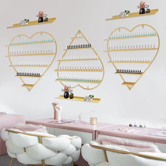 Metal Wall-Mounted Nail Polish Storage Racks 5 Tiers Display Rack Nail Polish Wall Rack Nail Polish Wall Organizer for Spa Nail Salon Shop