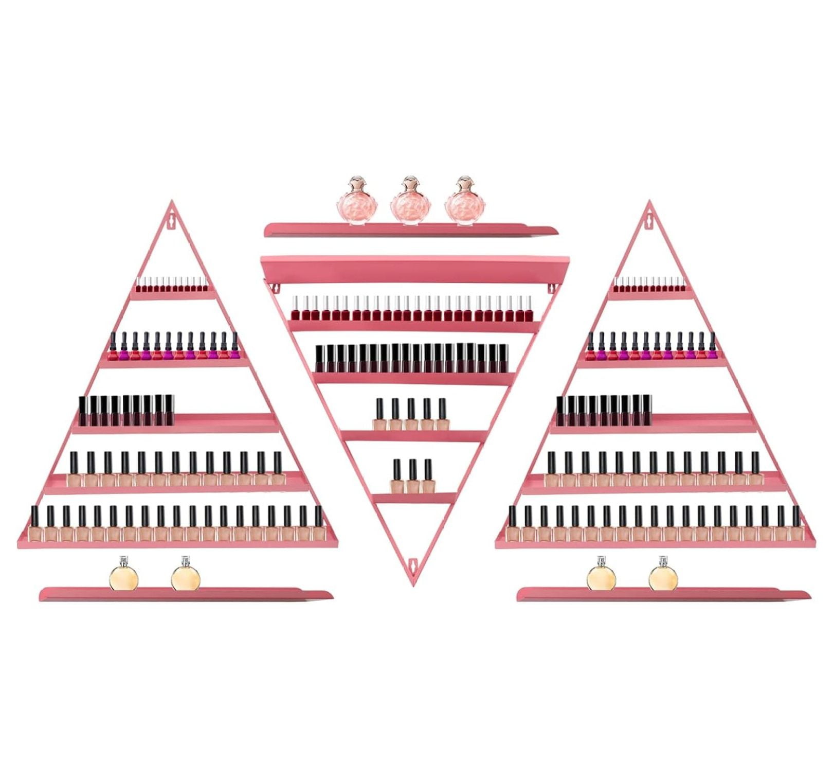 Metal WallMounted Nail Polish Storage Racks,5 Tiers Triangular Nail