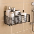 thumbnail image 1 of Metal Wall Mounted Organizer Shelf, 15x10x10cm, Black or White, Kitchen & Bathroom Storage Rack with Hooks, 1-Piece, 1 of 6