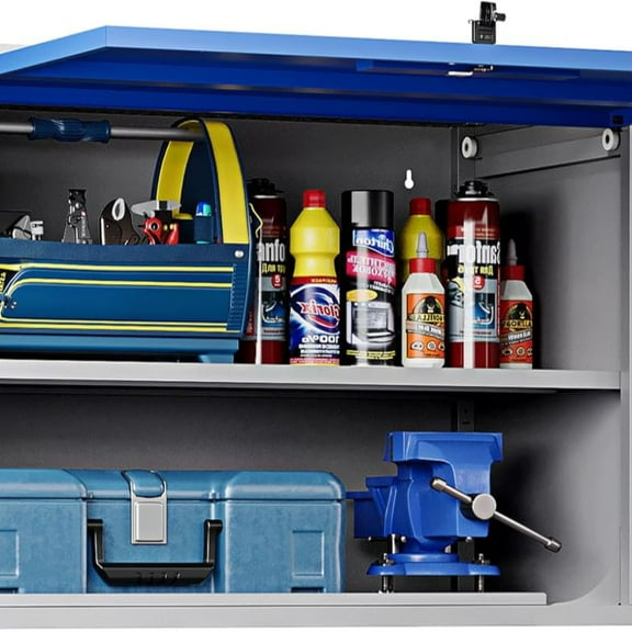 Metal Wall-Mounted Storage Cabinet Tool Chest - 22" H Steel Garage Cabinet With Lockable Door - Utility Trailer Rack Assembly Required