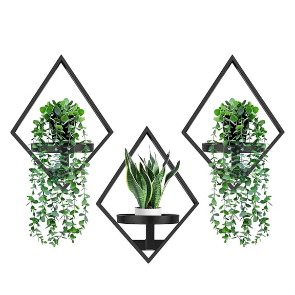 Towallmark Metal Wall Planters 3-Pack - Indoor Hanging Plant Holder for Living Room Decor