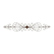 DecMode Rustic Brown Metal Scroll Long Slim Home Wall Plaque Decor, 44" x 8"