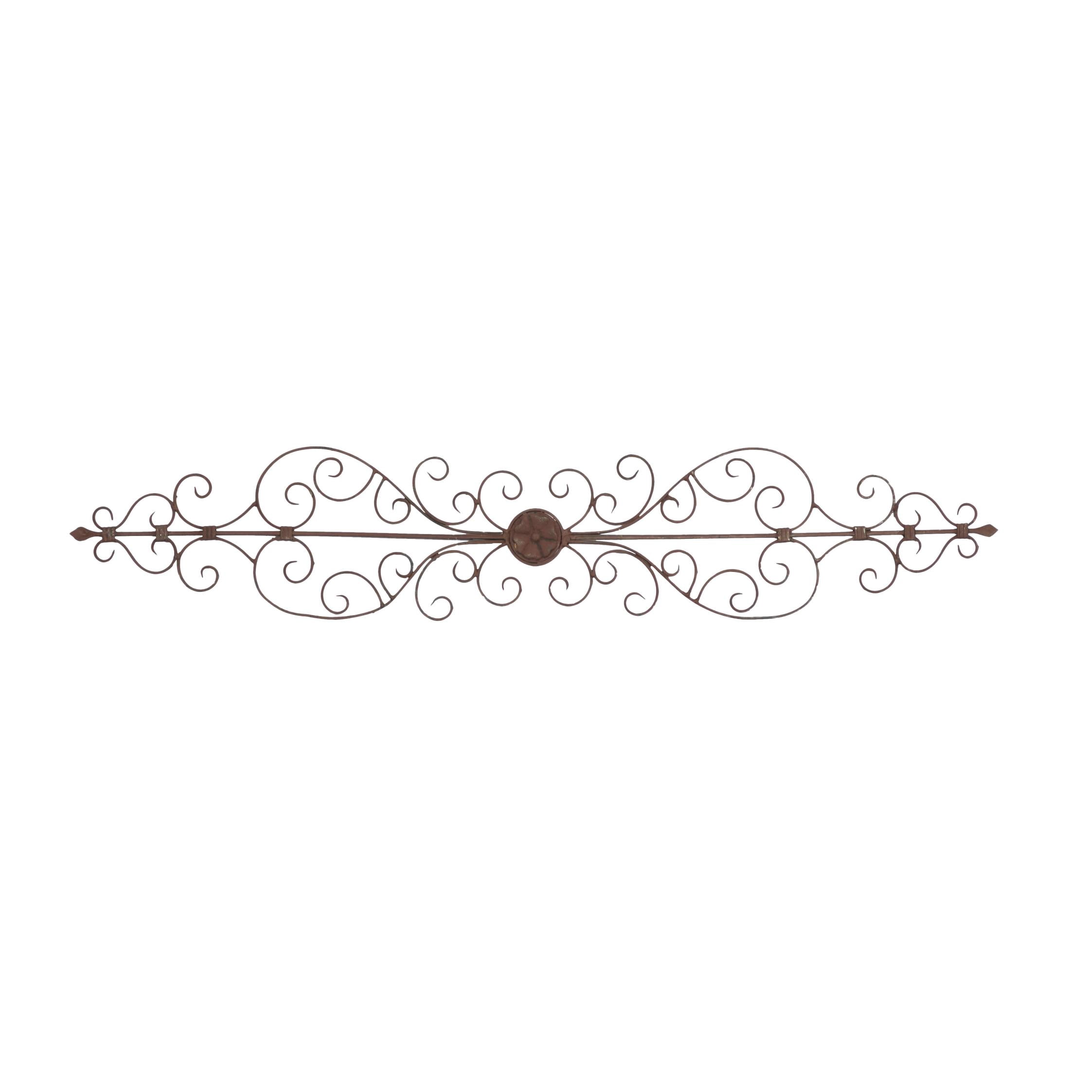 DecMode Brown Metal Long Slim Scroll Wall Decor