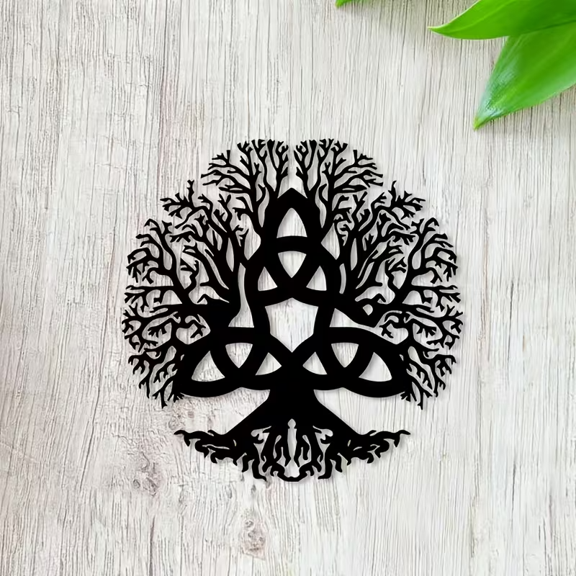 Metal Wall Sculpture Decorative Sign, Celtic Interlaced Tree Design, Indoor Wall Decor