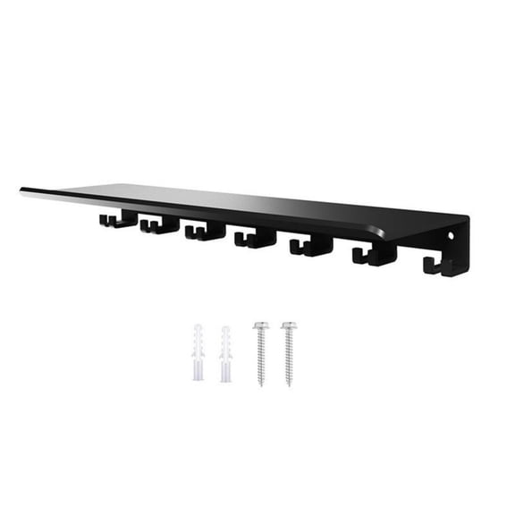 Metal Wall Shelf For Sports Equipment Storage with Integrated Hooks Easy Installation Gym Organization Essential