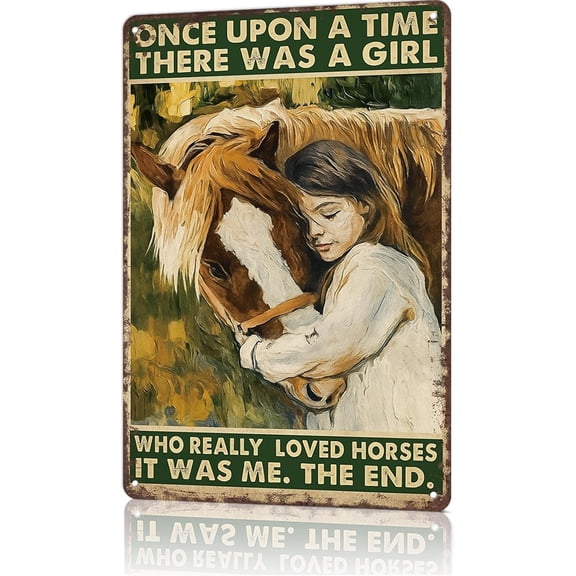 Metal Wall Sign A Girl Who Loved Horses Rustic Poster Style Office Dorm Bar Garage Decor 8x12 Inch