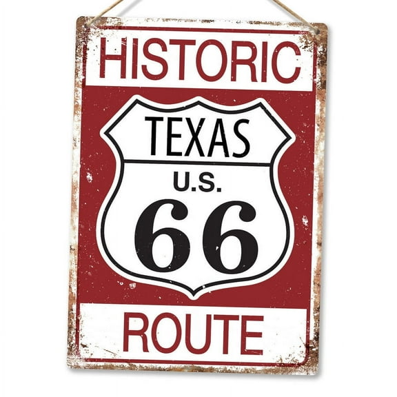 Metal Wall Sign Historic Route 66 Road Sign Variation Selection Stateline Size: 12 X 16 INCH