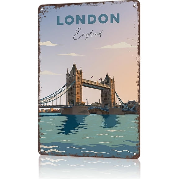 Metal Wall Sign London Theme Aluminum Tin Poster 8x12 Inch for Home Bar Office Decor