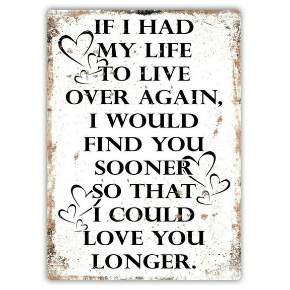 Metal Wall Sign Love You Longer Couple Anniversary Present Cute Quote Size: 12 X 16 INCH