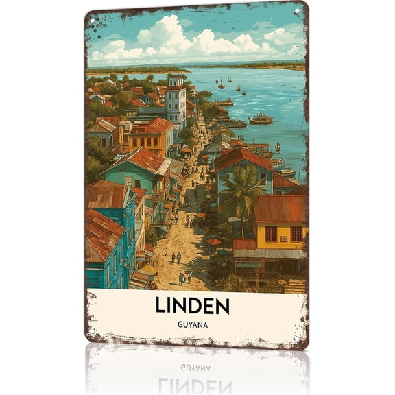 Metal Wall Sign Poster 8x12 In Aluminum Linden Guyana Home Bedroom Office Decor