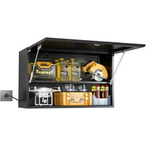 Metal Wall Storage Cabinet with Flip-Up Door Adjustable Shelf Metal Cabinet Hanging Garage Upper Cabinets Floating Lockable Steel Garage Cabinet 20"H Home Basement Workshop Assembly Required