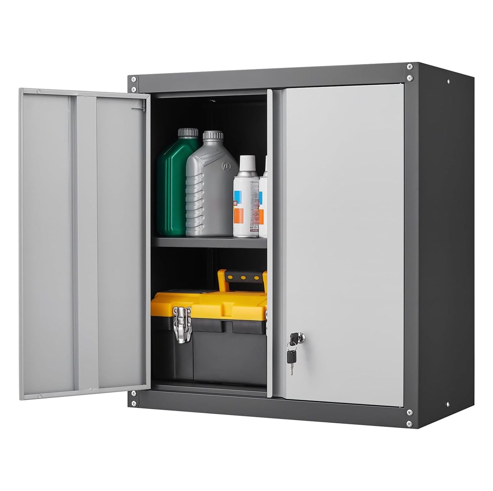 Metal Wall Storage with Lock,Steel Wall Mounted Garage