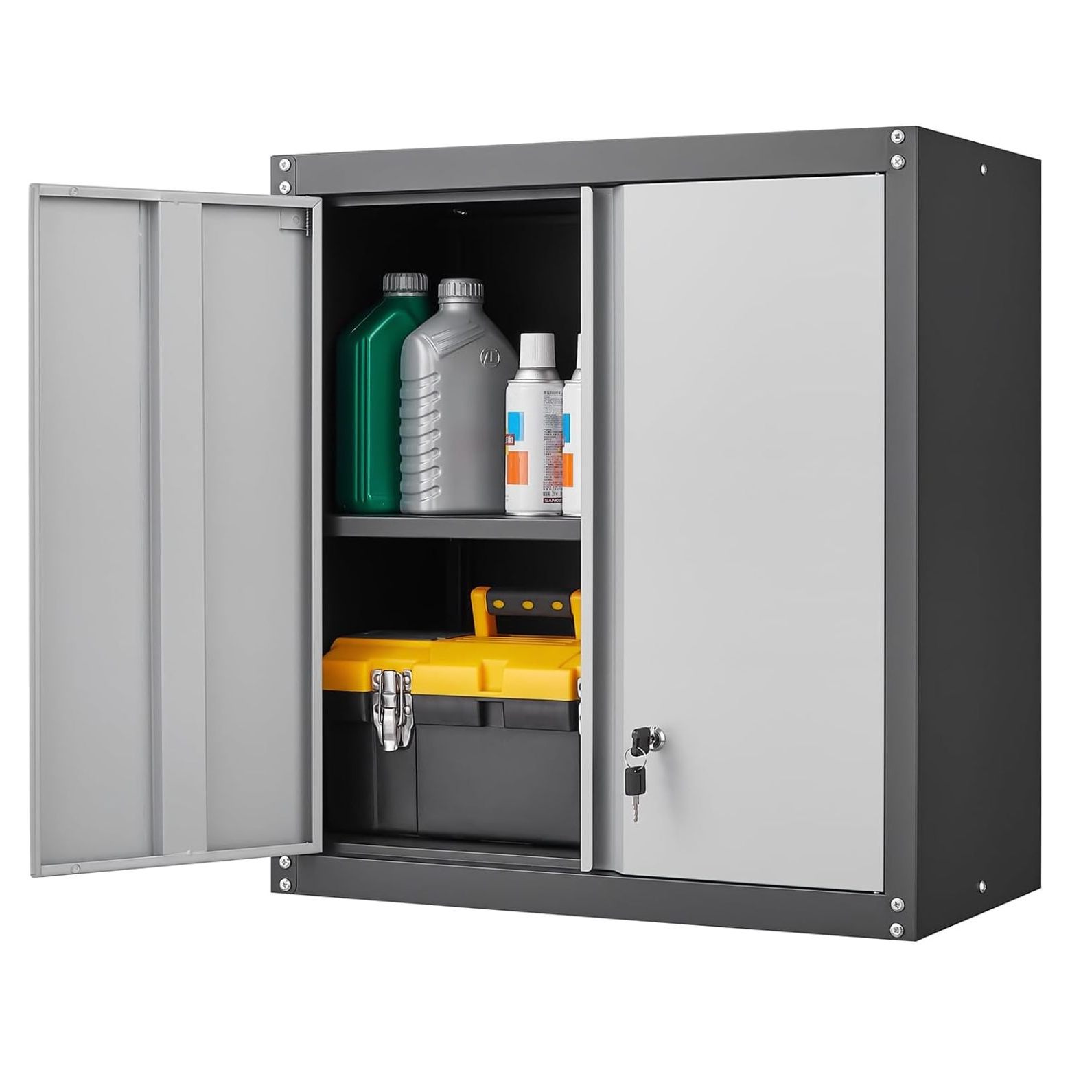 Metal Wall Storage with Lock,Steel Wall Mounted Garage