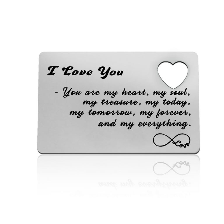 Metal Wallet Card Gift for Husband Boyfriend Anniversary Card Gifts  Birthday Wedding Deployment Gifts Cards for Couples Engraved Wallet Love  Note Christmas Engagement Valentines Day Gift for Him Her 