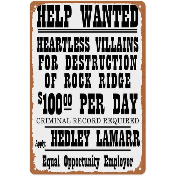 Metal Wanted Poster Wall Art Tin Sign, Western Decor, 8 x 12 Inch