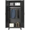 thumbnail image 1 of Metal Wardrobe Cabinet with Hanging Rod, 71" Wardrobe Closet with 2 Doors and Adjustable Shelves, Black Armoire Wardrobe Closet for Bedroom, Laundry Room Assembly Required (71" H-1, Black), 1 of 9