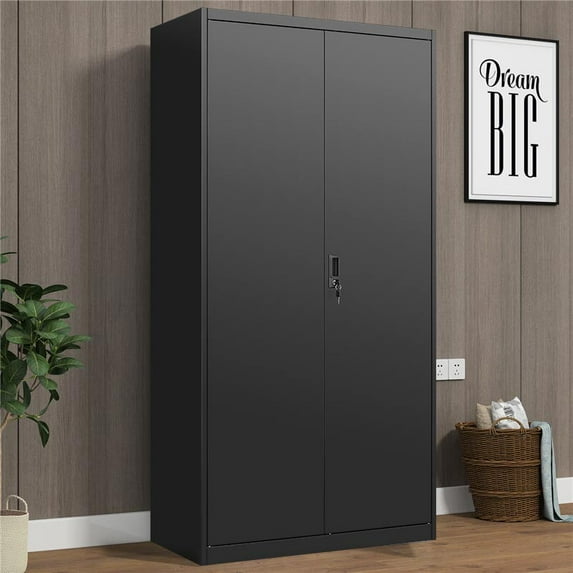 Primary Living Space Cabinets Metal Wardrobe Cabinet with Hanging Rod and Lock,black Armoire Wardrobe Closet,Clothing Locker Storage Cabinet with Adjustable Shelves and Doors,Wardrobe Storage Cabinet