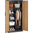 Metal Wardrobe with Lock 72" Armoire Closet with Hanging Rod