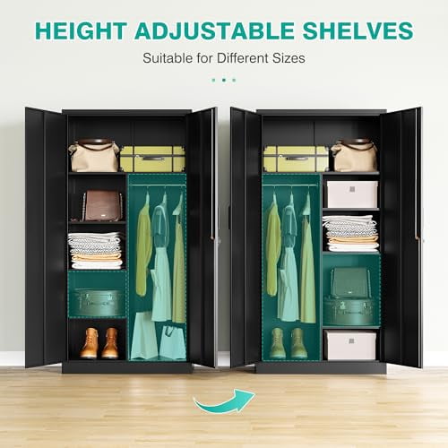 Metal Wardrobe Cabinet with Lock,72