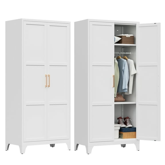 Metal Wardrobe Cabinets with Door,Clothing Storage Cabinets for Home Armoires