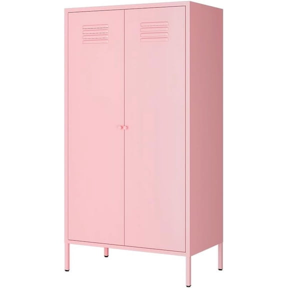 Metal Wardrobe Coat Cabinet with Adjustable Shelves and Hanging Rod,Storage Closet Locker for Bedroom,Kids Room,Office, Home, School,Almirah for Clothes,Blanket.