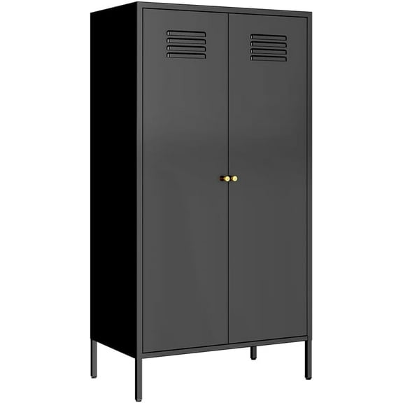 Metal Wardrobe Coat Cabinet with Adjustable Shelves and Hanging Rod,Storage Closet Locker for Bedroom,Kids Room,Office, Home, School,Almirah for Clothes,Blanket.