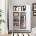 thumbnail image 1 of Metal Wardrobe Coat Cabinet with Adjustable Shelves and Hanging Rod,Storage Closet Locker for Bedroom,Kids Room,Office, Home, School,Almirah for Clothes,Blanket., 1 of 7