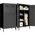 thumbnail image 1 of Metal Wardrobe Coat Cabinet with Adjustable Shelves and Hanging Rod,Storage Closet Locker for Bedroom, Room,Office, Home, School,Almirah for Clothes,Blanket. (2 Door Short Rod, Black), 1 of 13