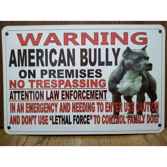 Metal Warning American Bully Dog Sign for Fence Beware of Dog 8 x 12 inch